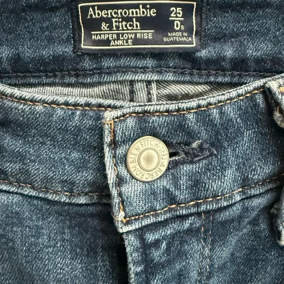 ABERCROMBIE & FITCH Women's Harper Low Rise Ankle Jeans Gold Stripe - Size 25 - Picture 4 of 10